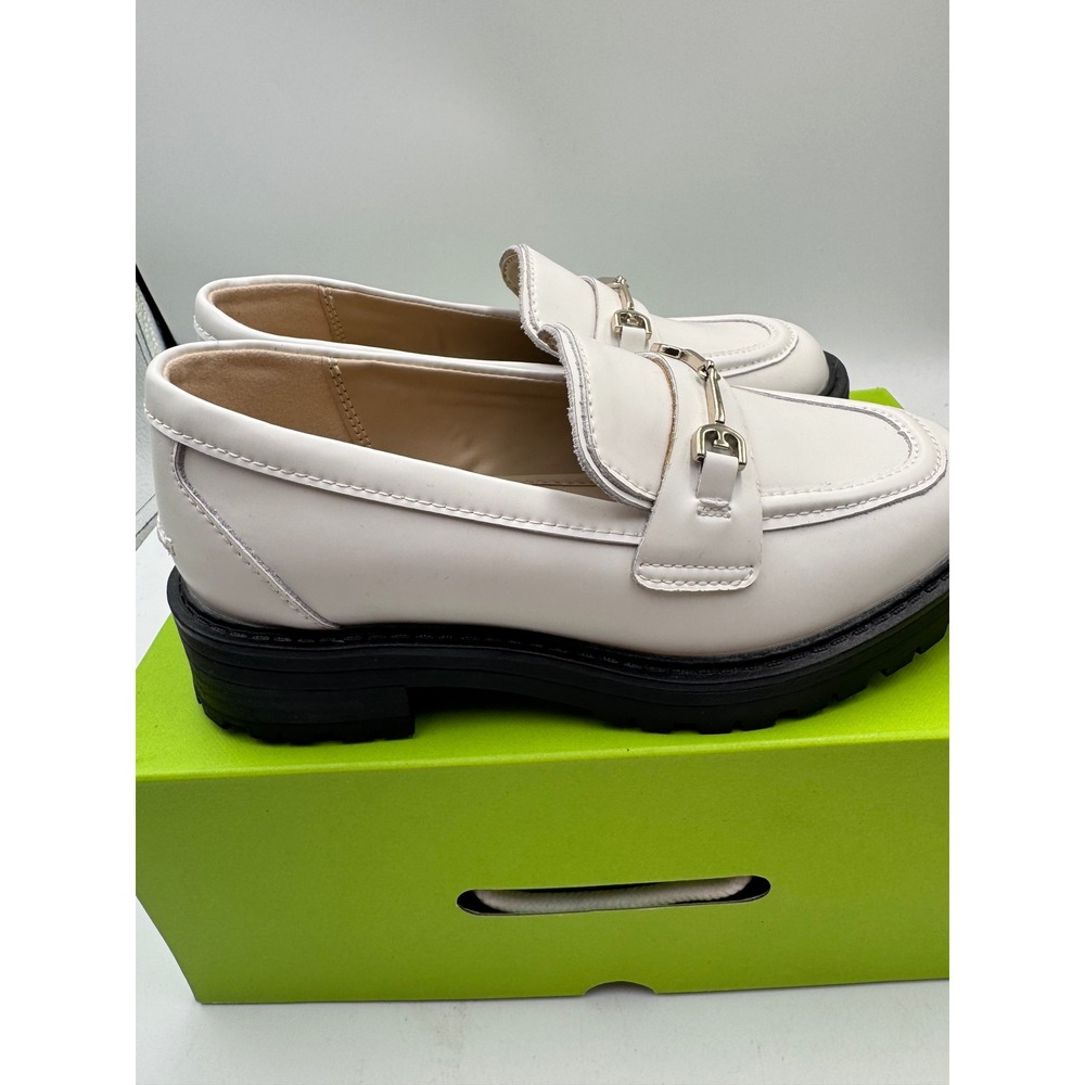 Sam Edelman Kids White Lug Sole Horsebit Loafers Chunky Slip On Shoes